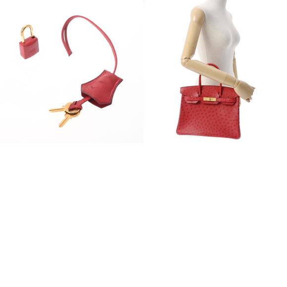 Hermes Birkin 30 Ostrich Leather In Rouge Vif With Gold Hardware - Picture 12 of 12
